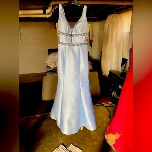 Ellie Wilde Prom Dress Cinderella Blue floral satin